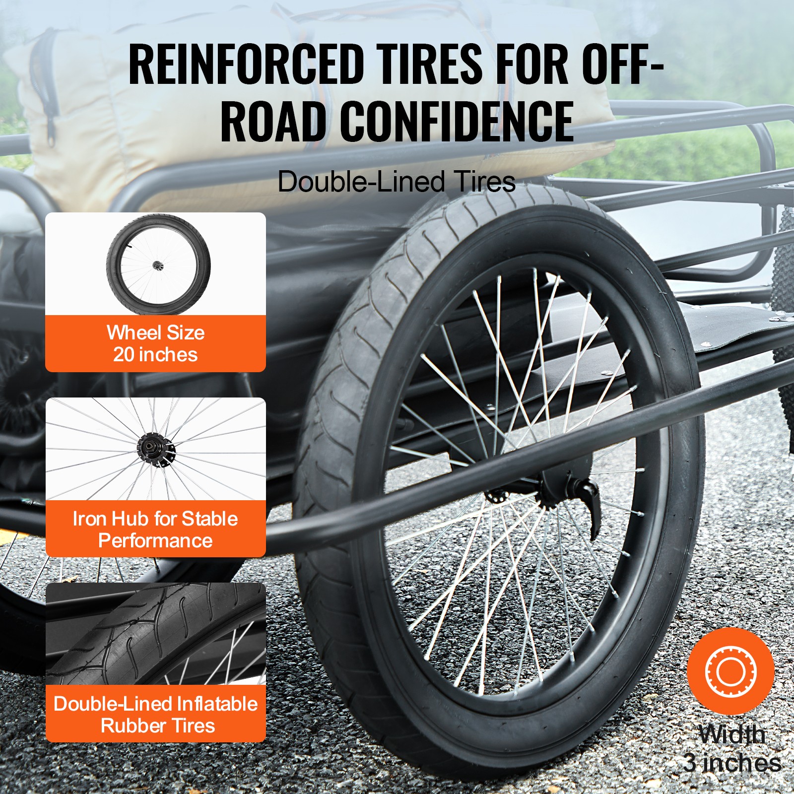 VEVOR Bike Cargo Trailer Bicycle Carrier Storage Cart 275 lbs Load Carbon Steel