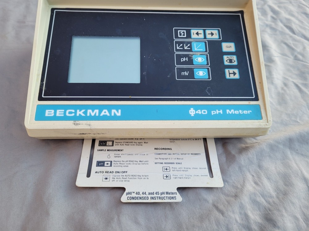 Beckman PHI 40 PH Meter Electrode Temperature Probe Tested Working w/ Card