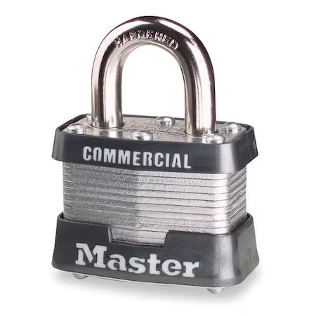 Master Lock 3 Padlock, Keyed Different, Standard Shackle, Rectangular Steel