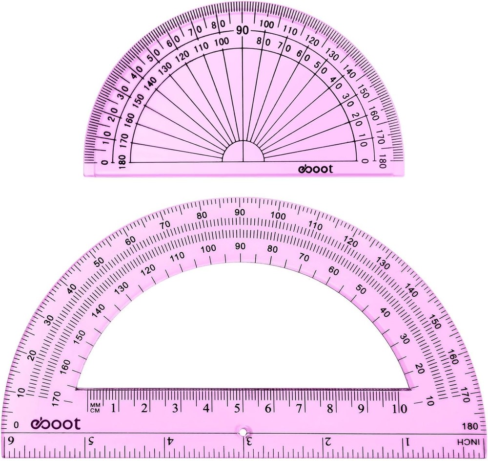 2 Pcs Plastic Protractor Clear 180 Degrees Transparent Protractor for Geometry,