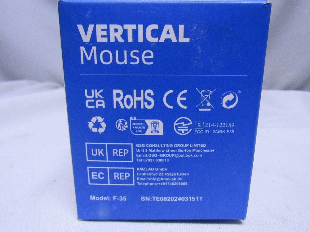 Ergonomic Mouse Wireless Vertical 2.4G Quiet Blue LED 6Button Right Hand