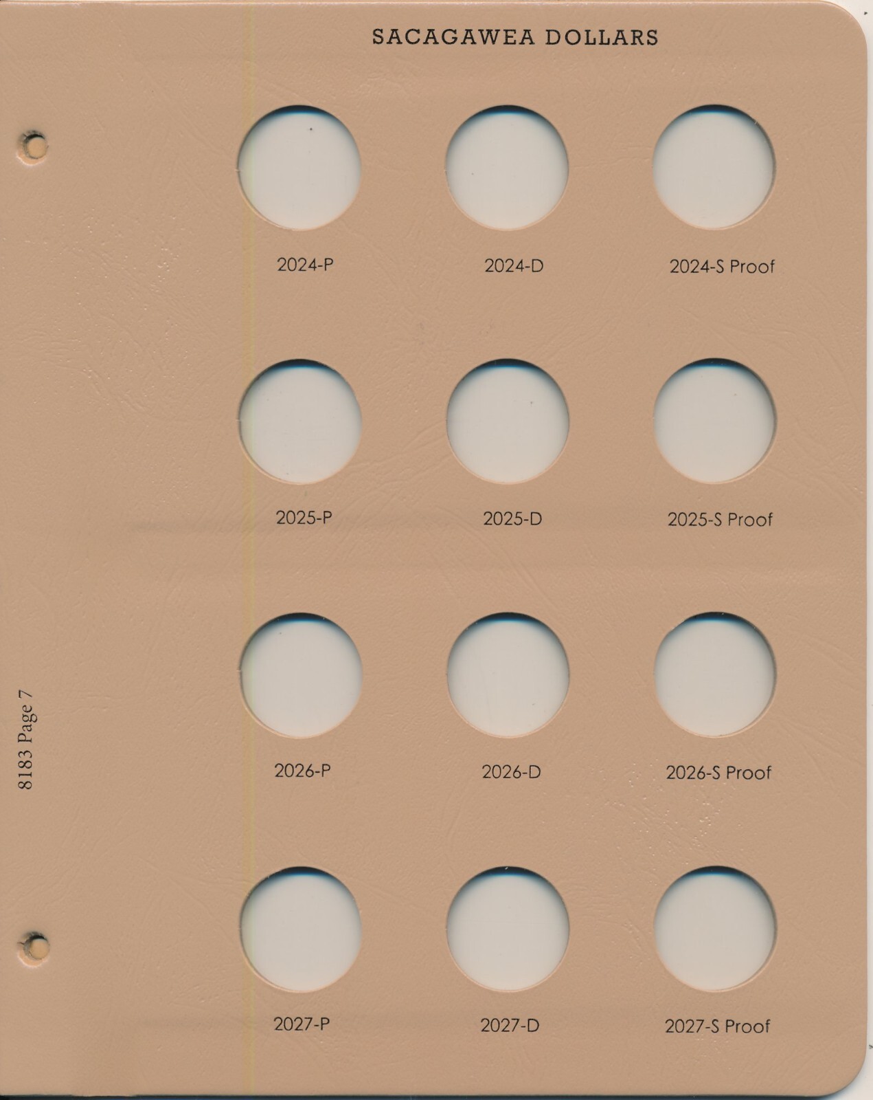 Dansco Album 8183 PAGE 7 ONLY 2024-2027 Sacagawea / Native American w/PROOFS