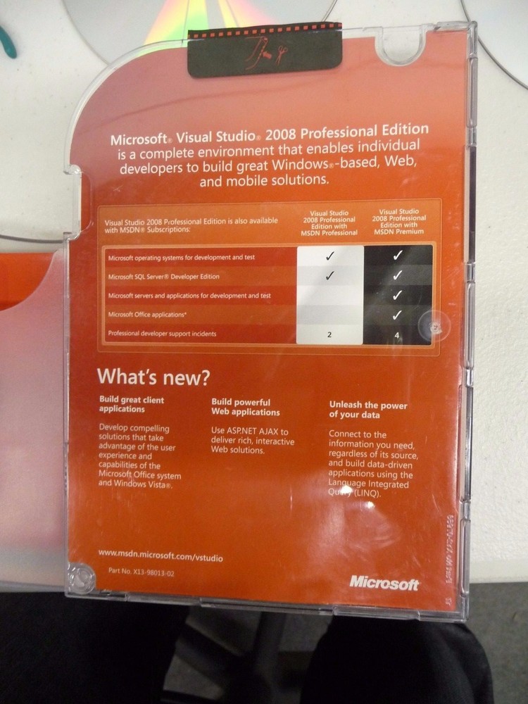 Microsoft Visual Studio Professional 2008 SQL 2005 Dev Full Ver w' Upgrade BONUS
