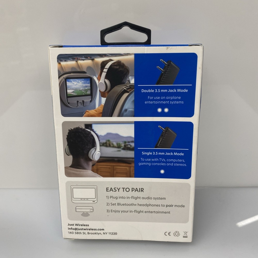 Just Wireless in-Flight Wireless Adapter NEW Airplane Bluetooth Connect -Dmg Box