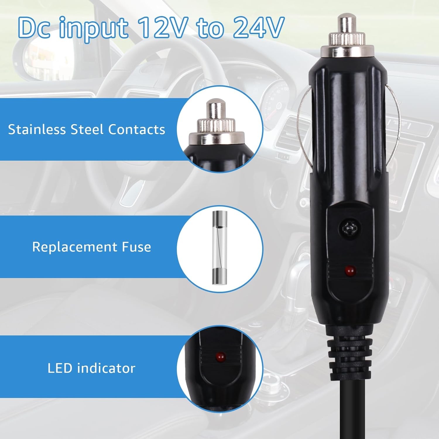 12V/24V Car Charger Cable, Compatible With Jackery Portable Power Station...