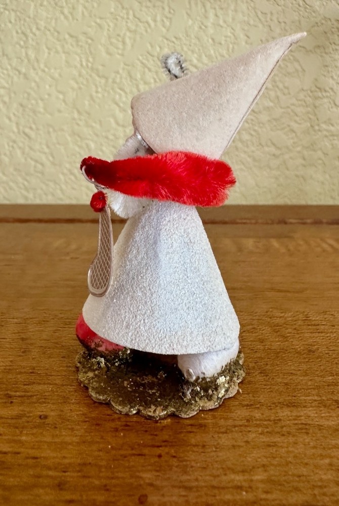 VINTAGE CHRISTMAS ELF HOLDING STOCKING