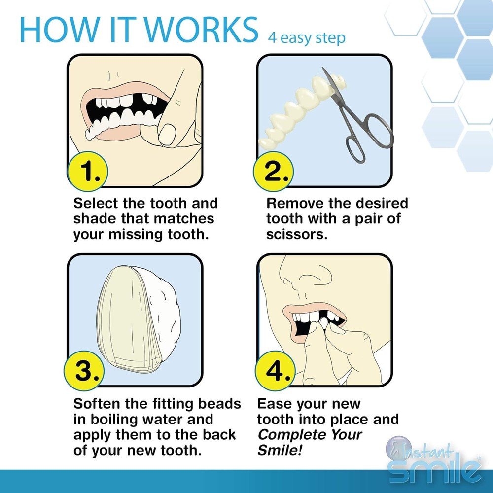 Instant Tooth Replacement Kit: 40 Customizable Teeth for Natural-Looking Results