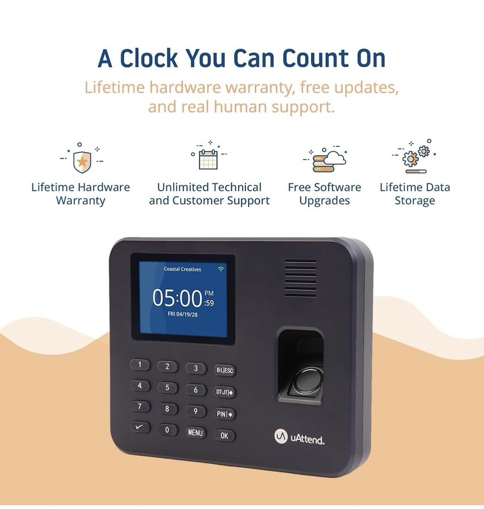 uAttend Biometric Fingerprint Time Clock Biometric Timeclock Attendance System