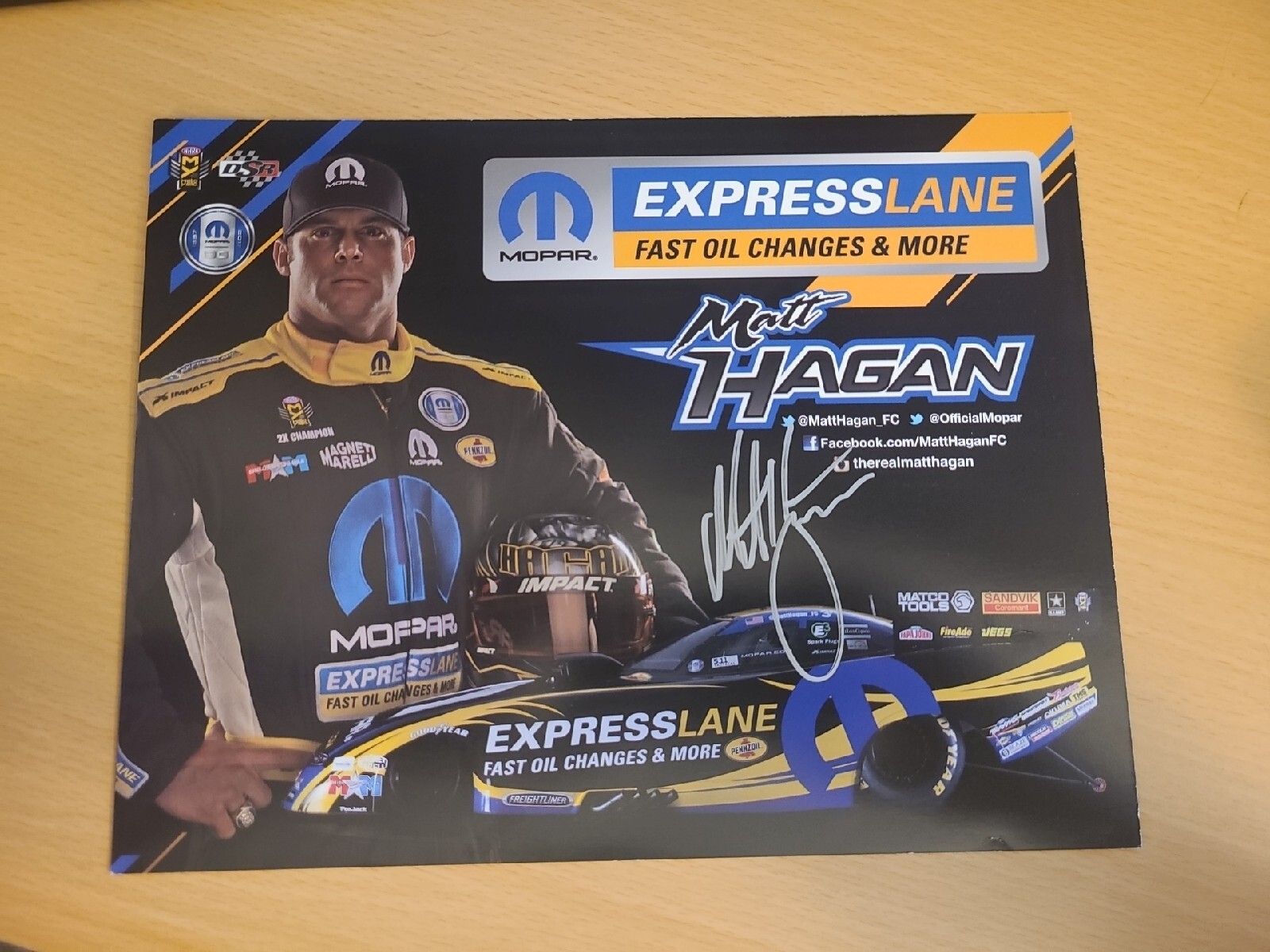 Matt Hagan Hero Card Autographed Signed