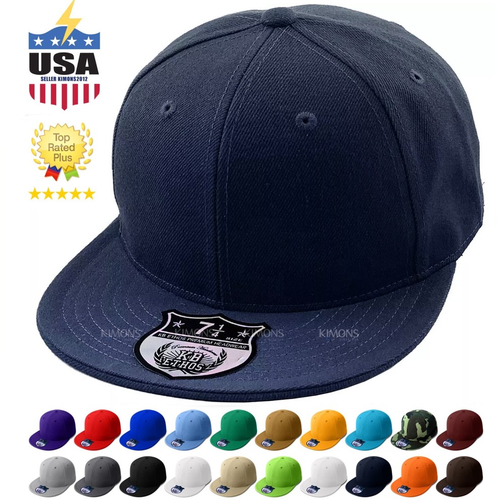 Premium Solid Fitted Baseball Cap Hat Trucker Blank Plain Flat Bill 9 Sizes 2026