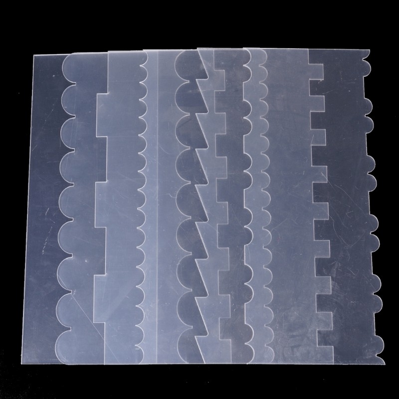 6Pcs Clear Acrylic Cake Scraper Set Decorating Contour Comb Smoother Baking Tool