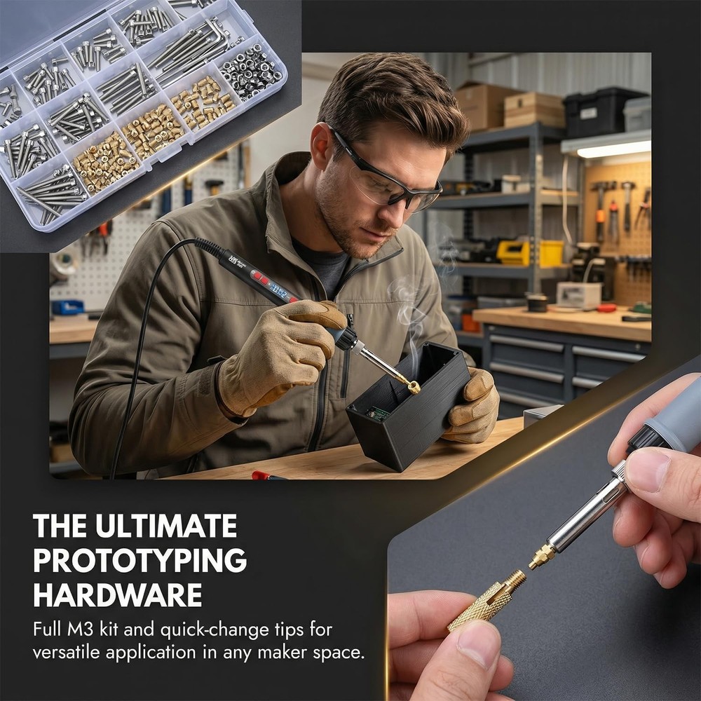 M3 Threaded Inserts Set –420Pcs Heat Bolts Nuts with Insert Tip and...