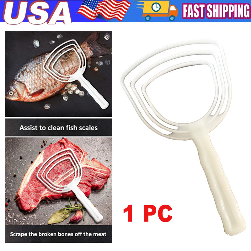 Bone Dust Scraper Fish Scale Remover Butcher Plastic Kitchen Fish Descale White