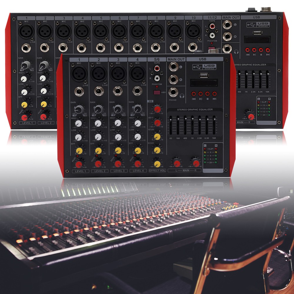 6-Channel Bluetooth Audio Mixer with Digital Effects and Phantom Power