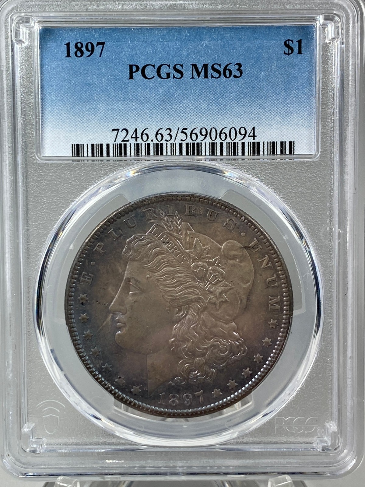 1897-P Morgan Silver Dollar PCGS MS63 Blue Tone!