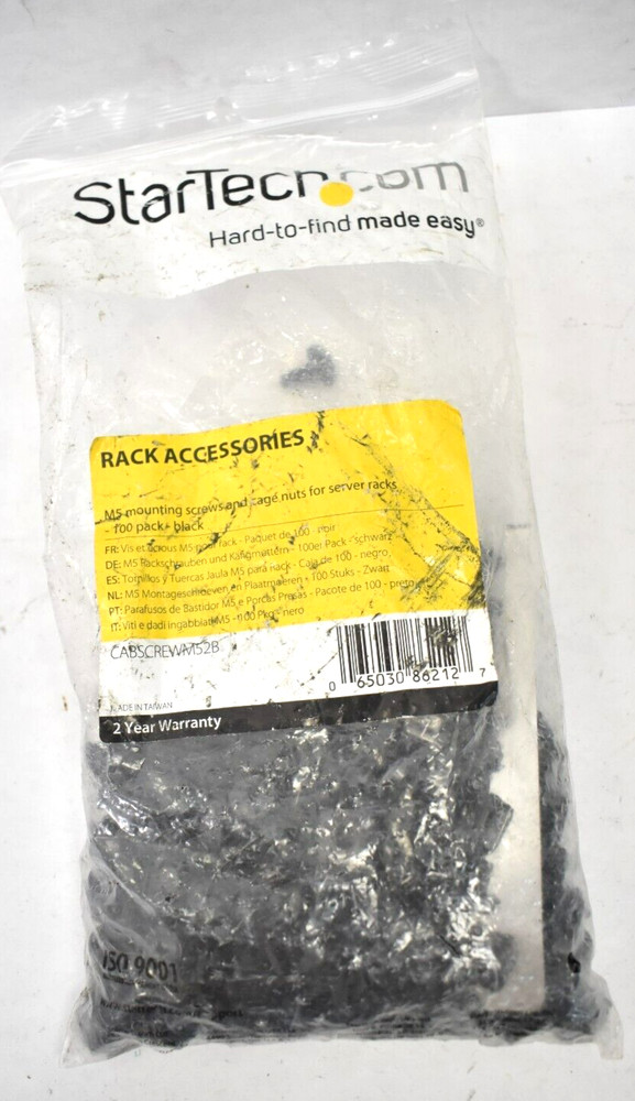 StarTech M5 Mounting Screws & Cage Nuts For Server Racks 100 Pack CABSCREWM52B