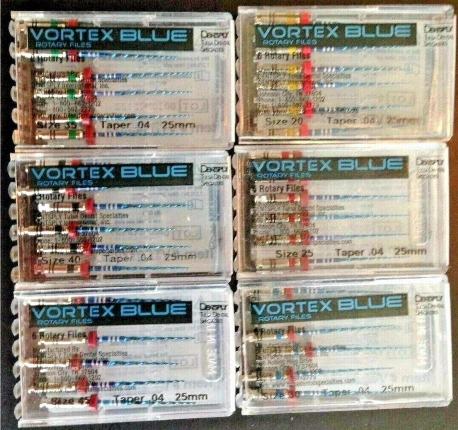 1 pk Vortex Blue Rotary Files Dentsply Tulsa Dental Root Canal Endodontics