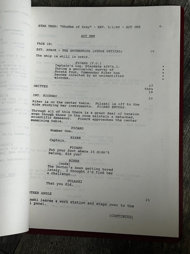 STAR TREK Script The Next Generation Shades of Gray Revised Final Draft