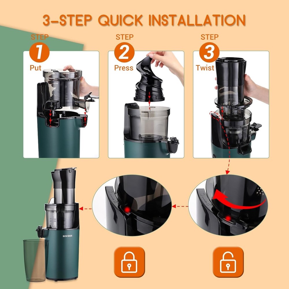 Slow Juicer Machine Masticating Cold Press Juicers Squeezer Vegetable Processor