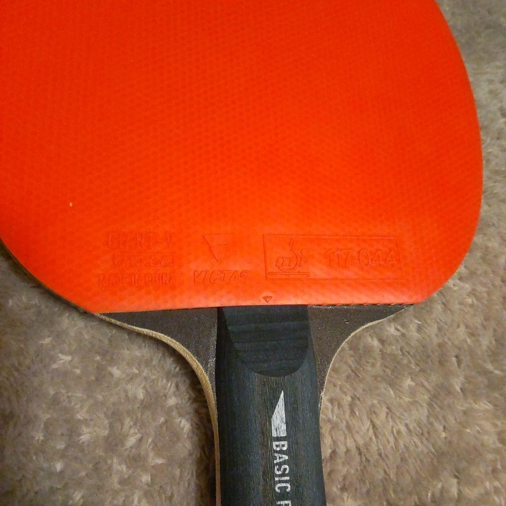 VICTAS BASIC RUBBER BLACK Table Tennis Racket Orange Black Used