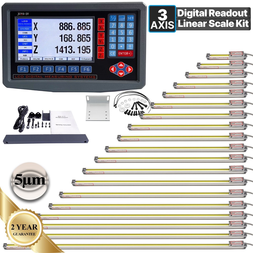 3 AXIS LCD Digital Readout Encoder DRO TTL Linear Scale to Bridgeport Mill Lathe