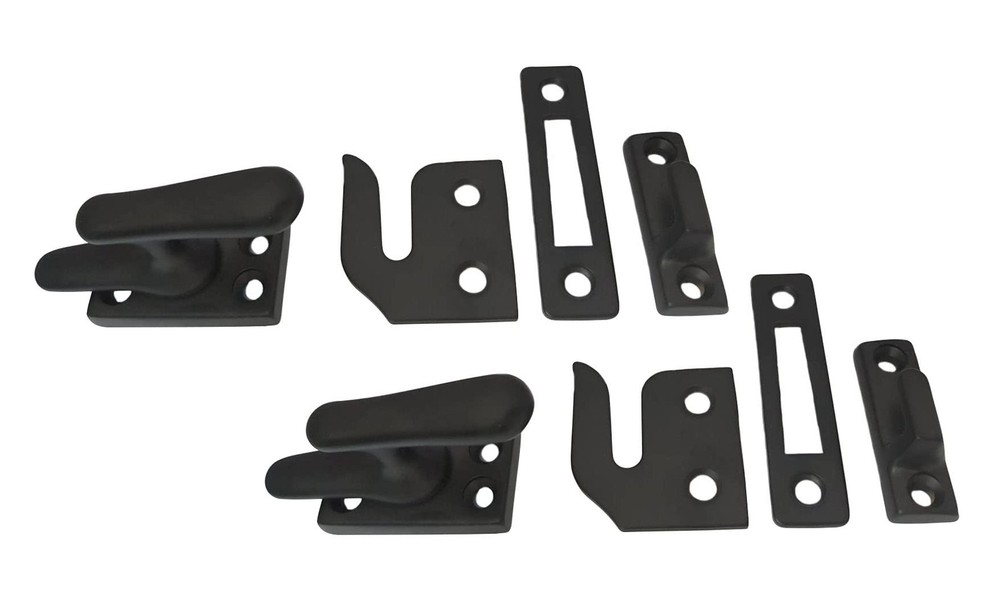 Solid Brass Casement Fastener Window Lock, Small, Matte Black, 2 Pack