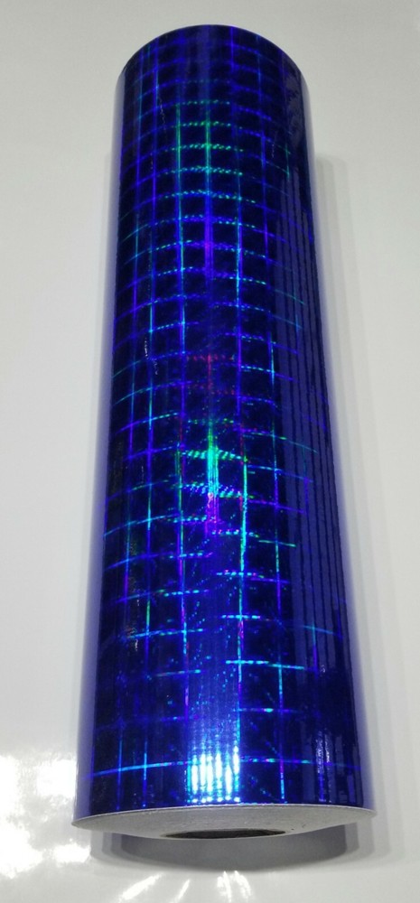 Royal Blue Plaid Pattern Holographic Diffractive Sign Plotter Vinyl Film