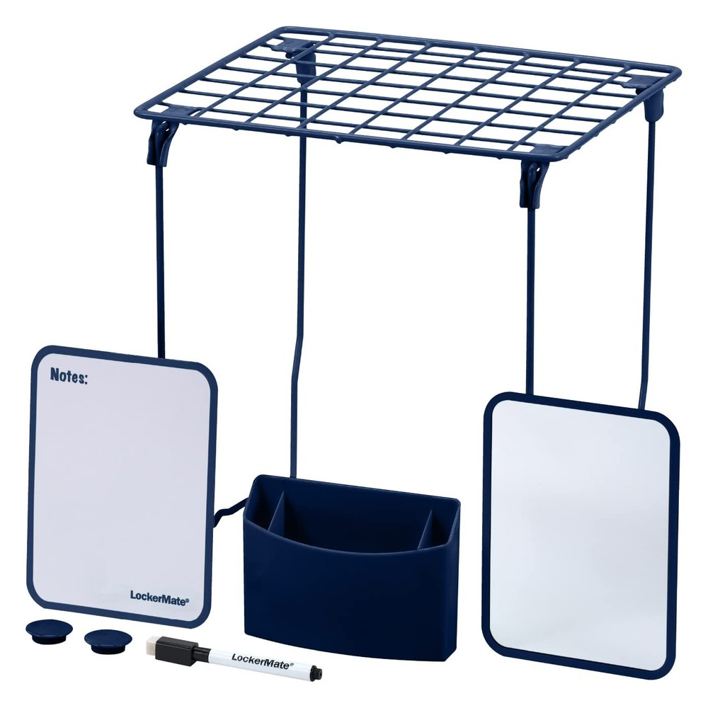 7-Piece Locker Organizer Kit, Includes Locker Shelf, Mirror, Whiteboard, Stor...