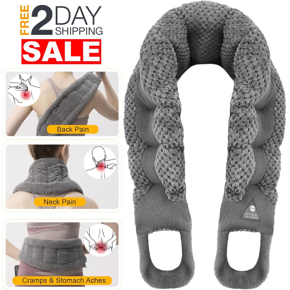 Microwavable Neck And Shoulders Heating Pad 33 X 5.9 Inch Long For Pain Relief