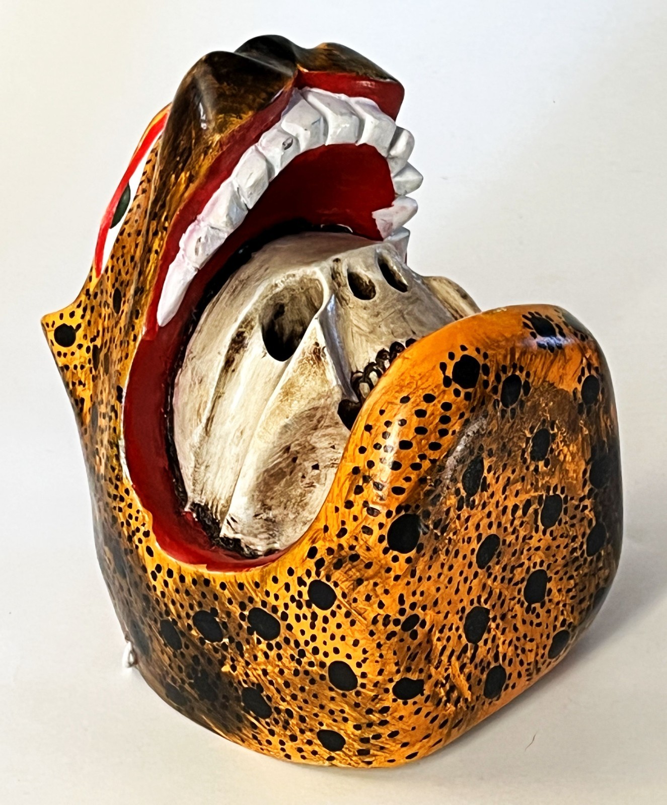 JUAN & FELIPE HORTA TOCUARO MICHOACAN WOOD MASK MEXICAN FOLK ART TIGRE SKULL