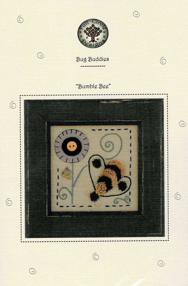 BUMBLE BEE PENNY RUG PATTERN W/PRINTED DESIGN,BEE CHARM, BUTTON,FELT-BUG BUDDIES