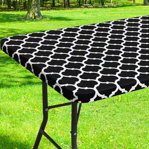 Rectangle Picnic Table Cover, Waterproof Elastic 72" x 30" (Rectangular) Black