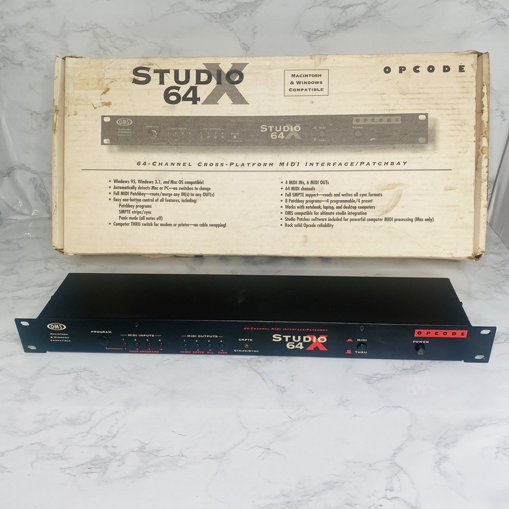 OPCODE STUDIO 64X 64-Channel Midi Interface Patchbay No Power Supply W/ Box