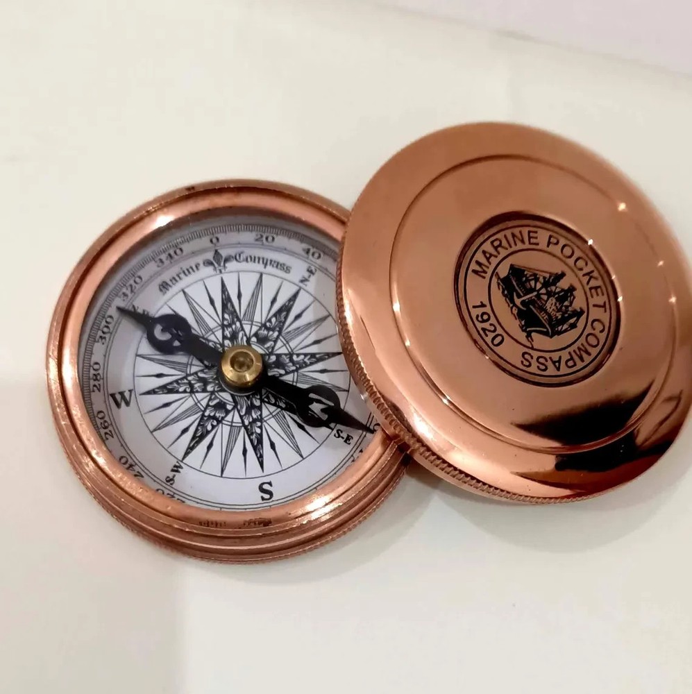 Marine Copper Pocket Compass: Working Brass Nautical Compass