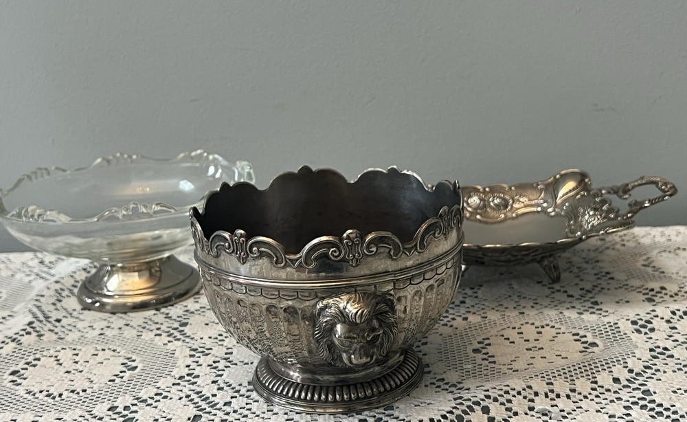 Lot of 3, Silver-plate Candy Dish / Bowls snacks treats, trinkets - D3