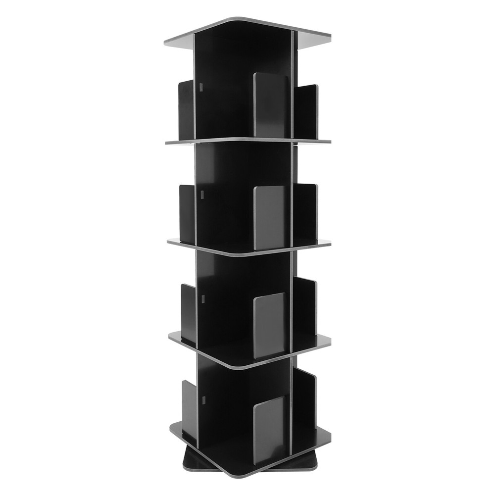 4 Tier Standing Bookcase Small Corner Bookcase Rotating Bookshelf W/Table Mat
