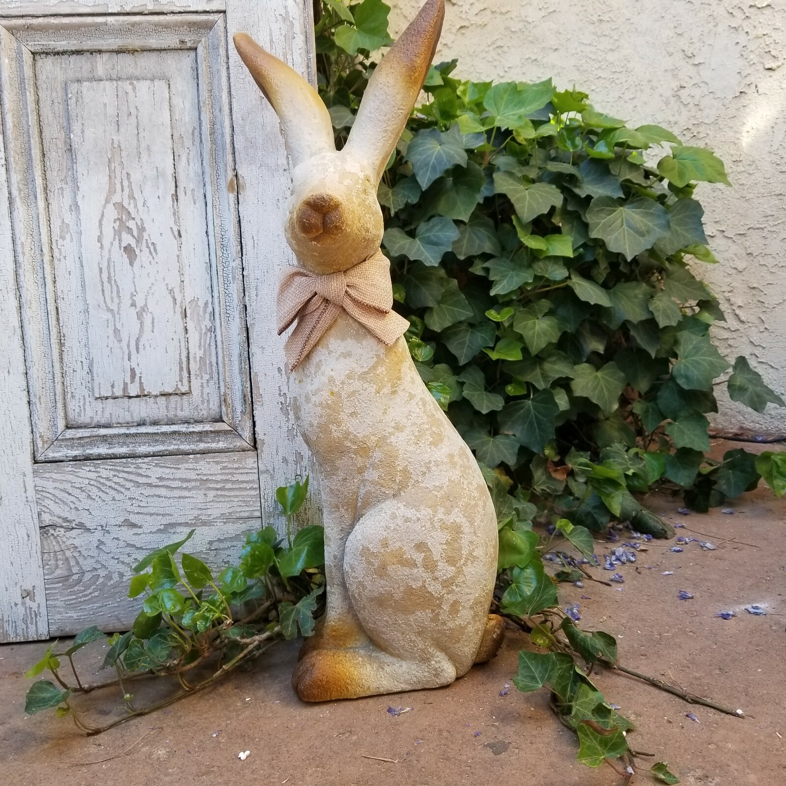 Rustic Resin Tall Garden Bunny Rabbit Figurine Statue 24"