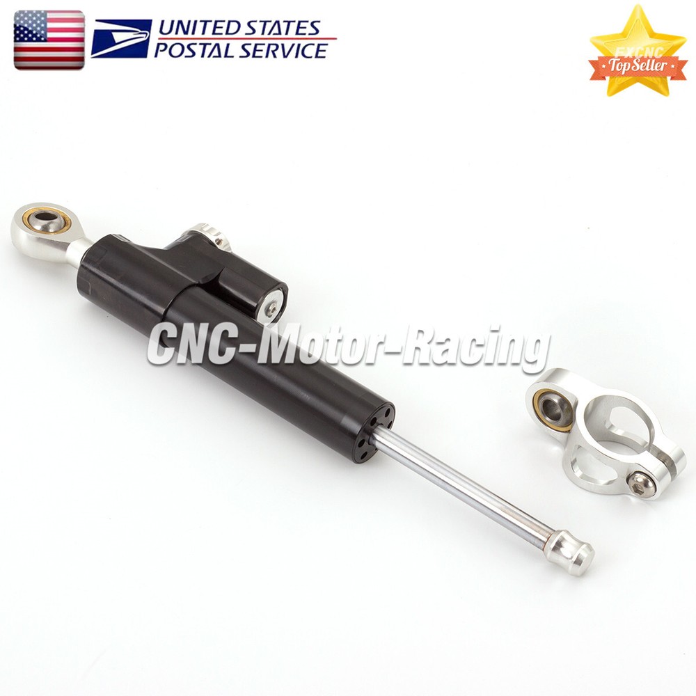 CNC Adjustable Steering Damper Stabilizer Linear Universal 255mm Aluminum Black