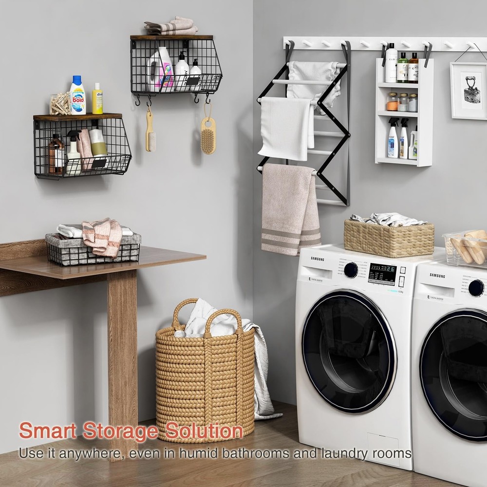 Hanging Wall Fruit Basket for Kitchen Counter 2 Pack, Stackable Wire Baskets ...