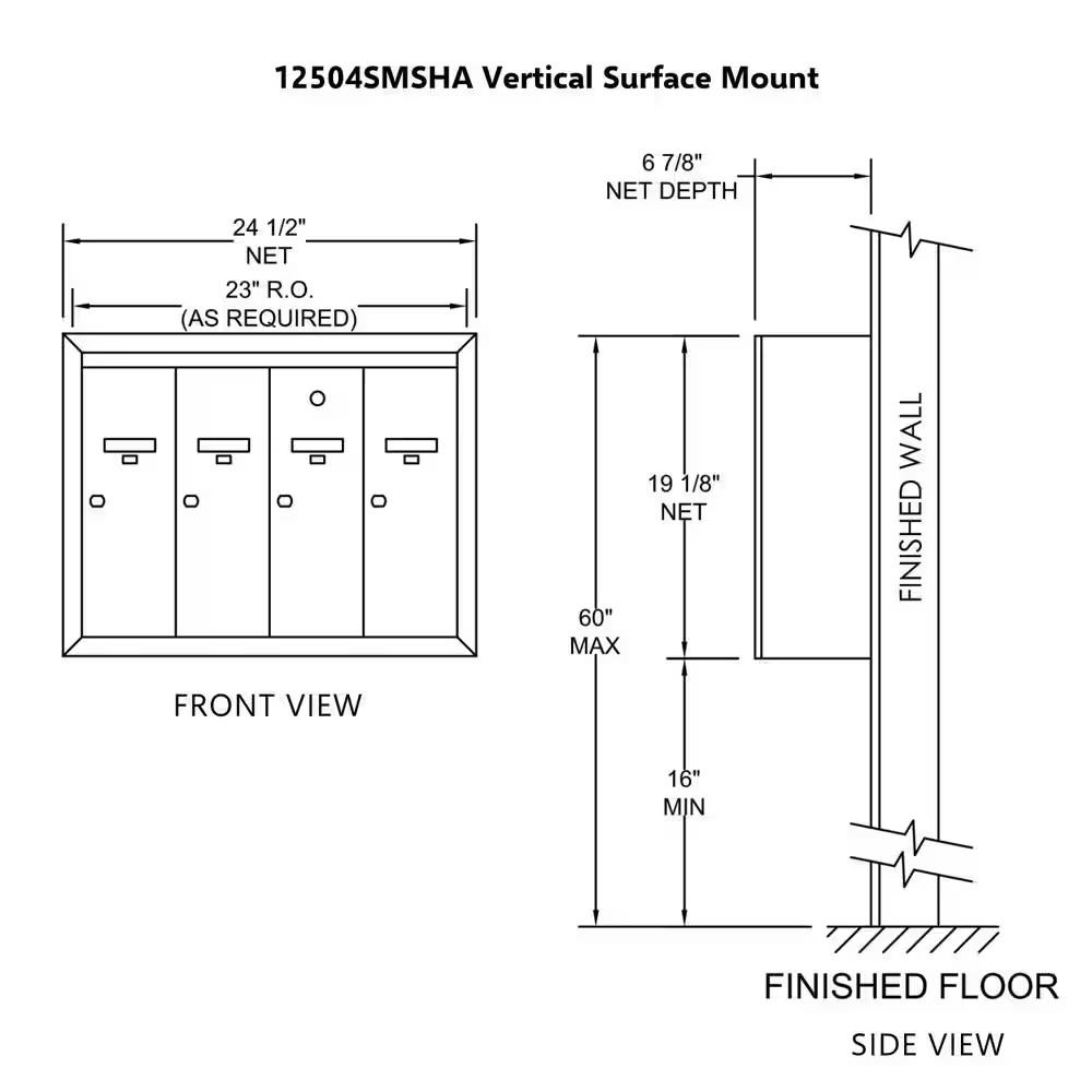 Surface Mount Vertical Mailbox with 4 Compartments in Anodized Aluminum