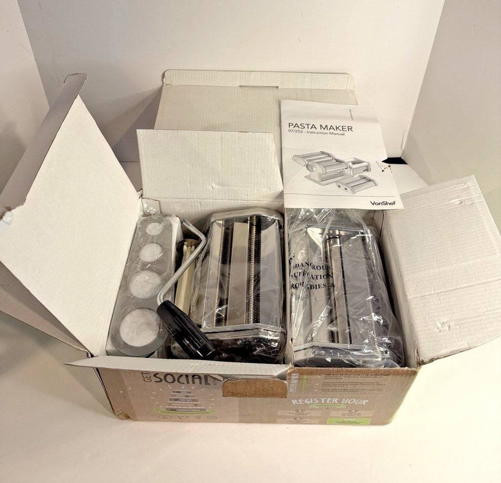 Vonshef Pasta Maker 07/252 With Attachments Open Box