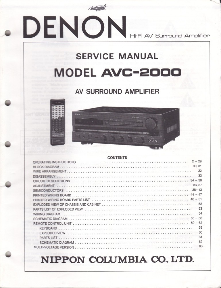 Original Denon AVC-2000 Service Manual