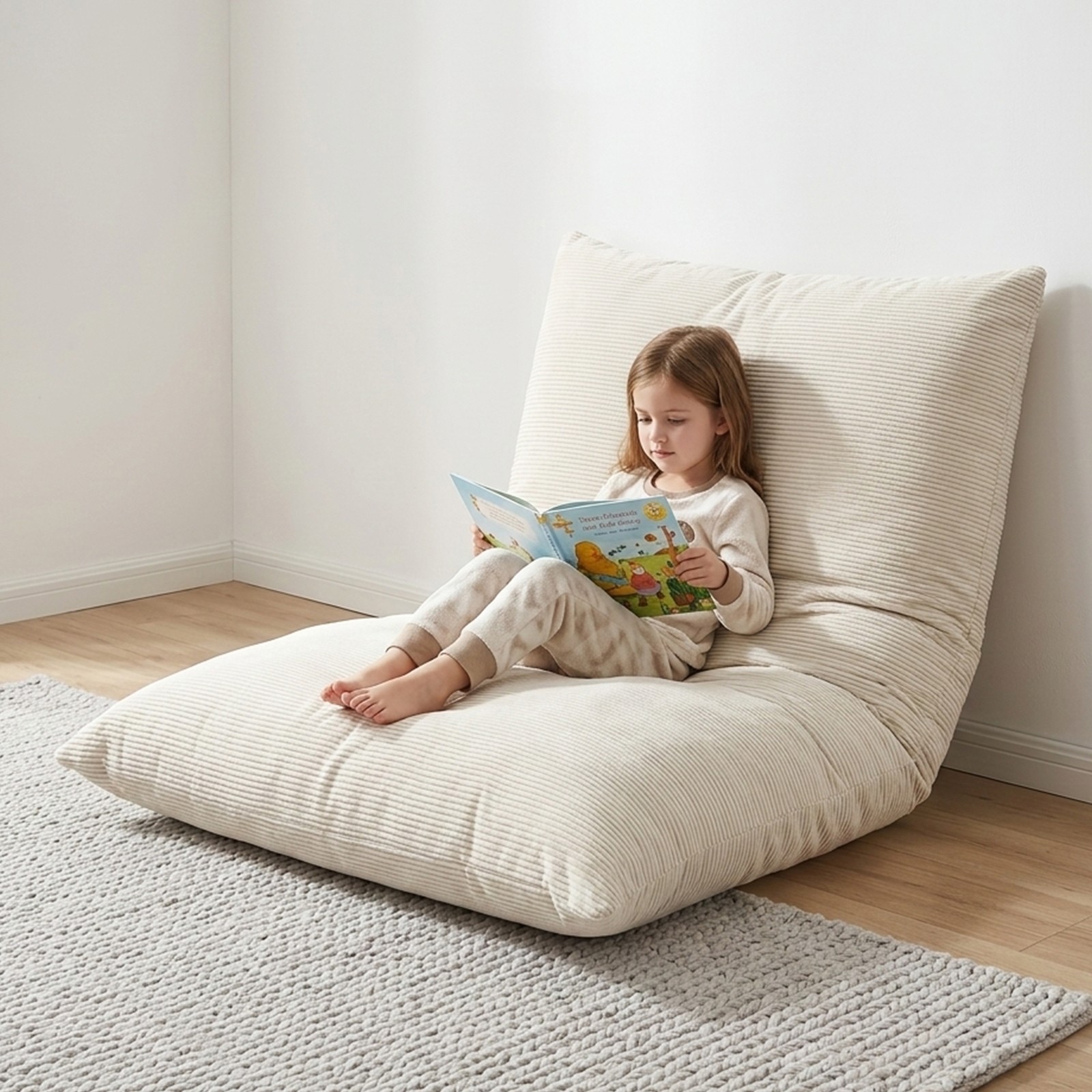 3 in 1 Kids Bean Bag Chair Bed, Convertible Chair Folds from Bean Bag to Lounger