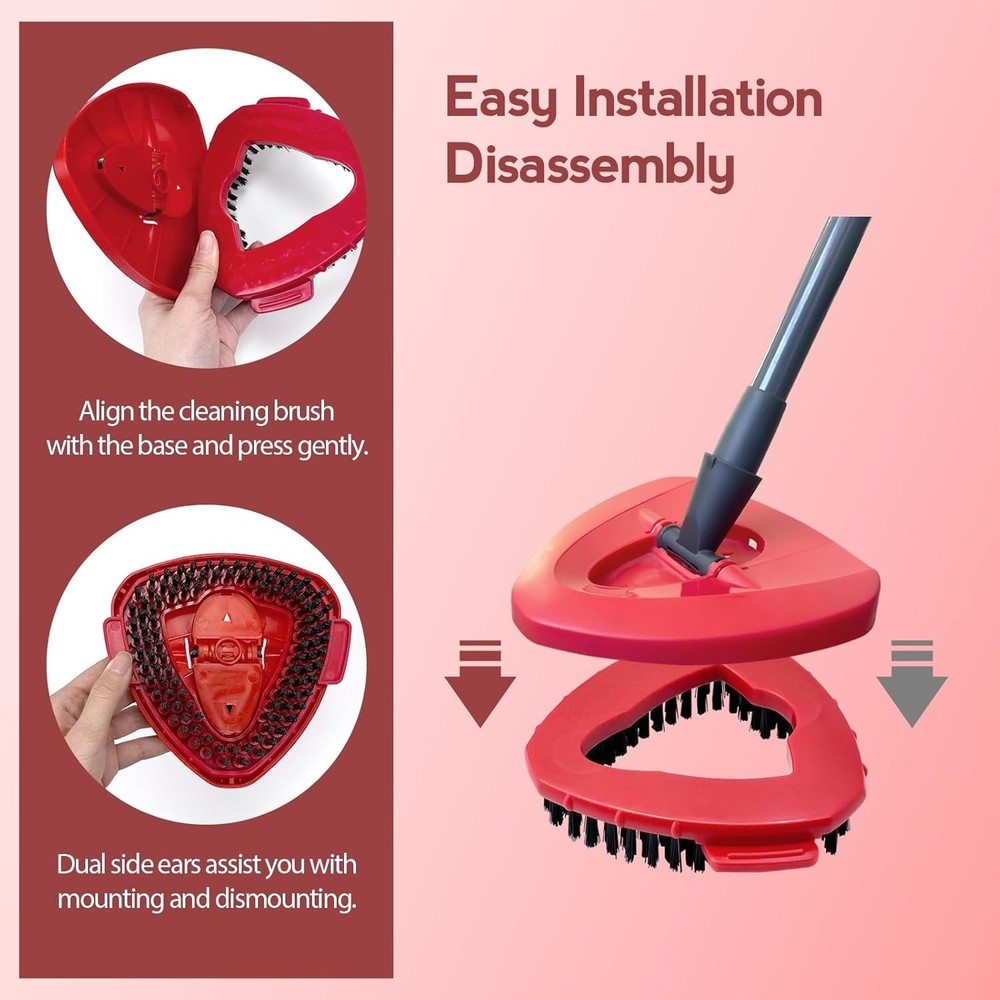 Versatile Red Scrub Brush Heads for Oceda EasyWring - 2 Durable Attachments