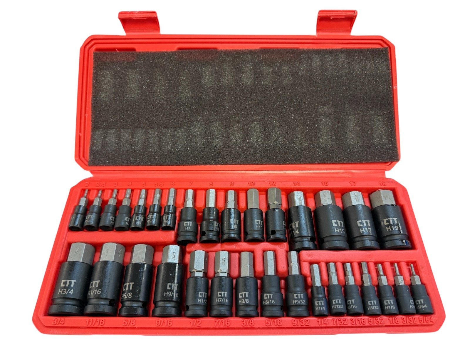 32pc MASTER HEX BIT SET (SAE & METRIC) SOCKET SET STANDARD ALLEN 1/4" 3/8" 1/2"