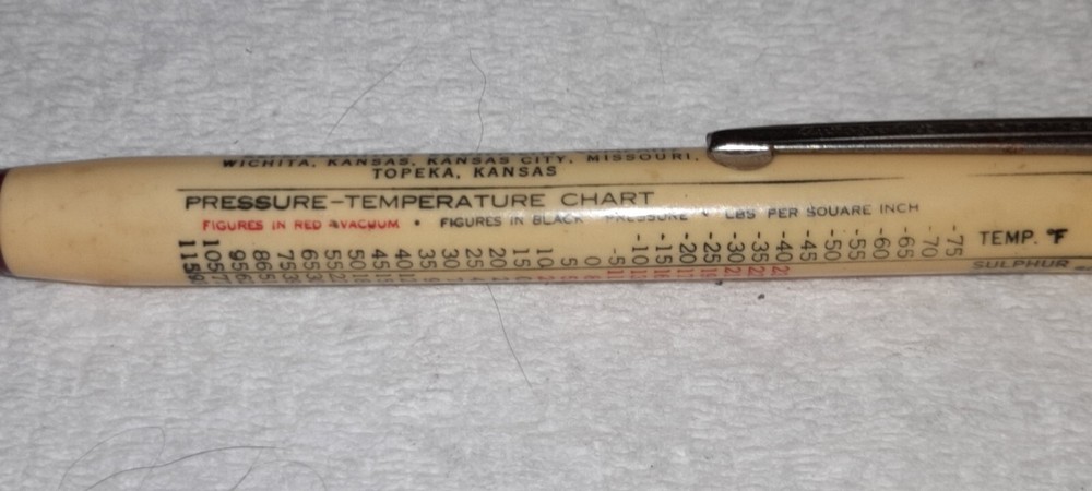"AUTOPOINT*Pressure-Temperature Chart*Working Mech Pencil "Refrig. Equip. Co."