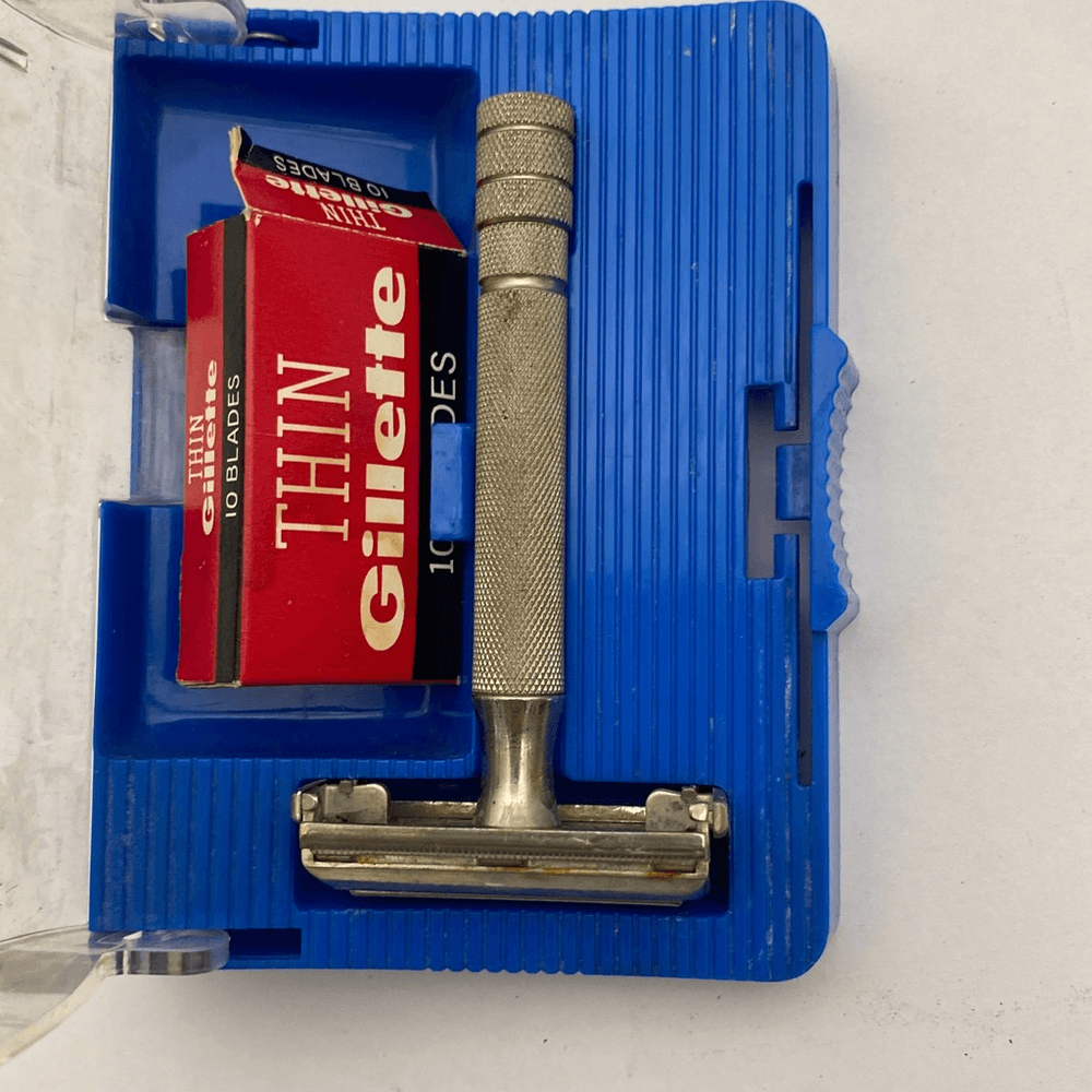 Gillette Men's Silver Authentic Razor with Thin Blades and Case
