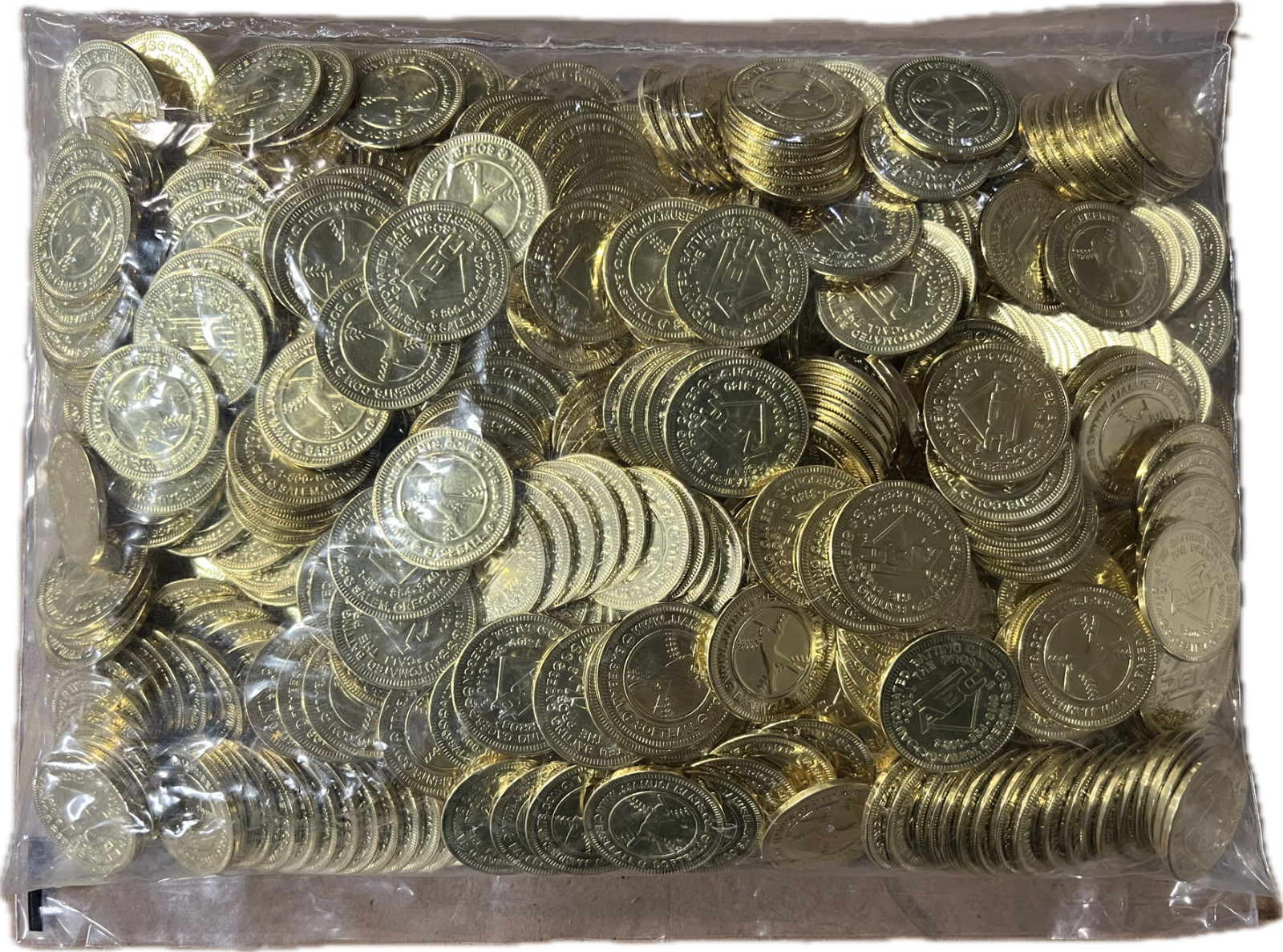 Size .900 Brass Tokens - Batting Cage Bag of 500 Tokens