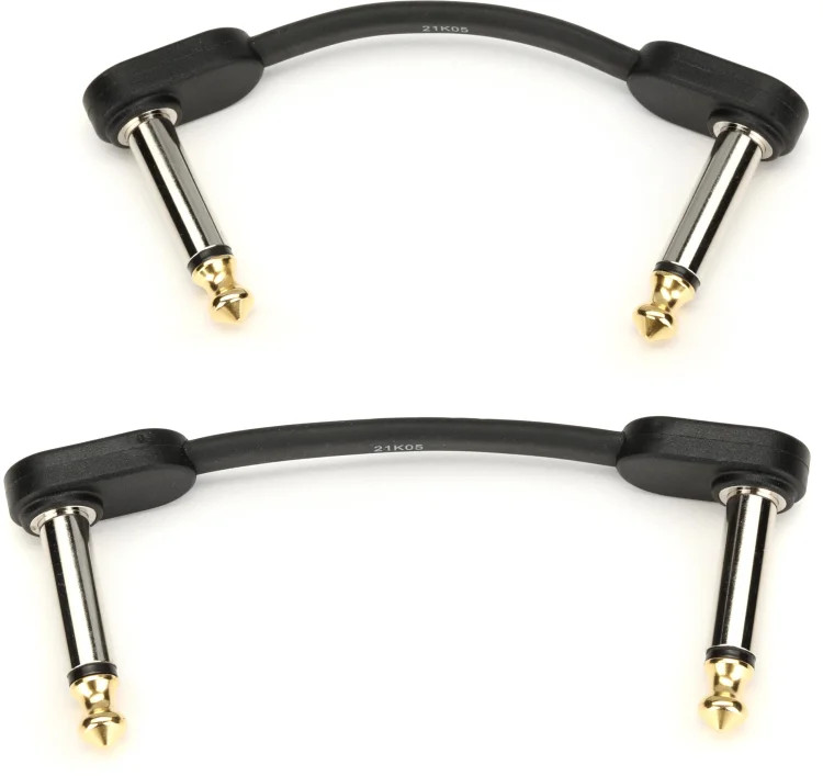 D'Addario PWFPRR202 TS Right Angle to Right Angle Flat Patch Cable - 2-inch