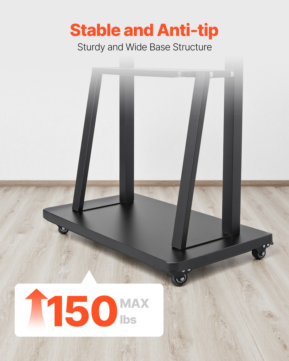 32 to 75 Inch TVs Rolling TV Stand Mobile TV Cart Holds Up to 150 lbs Black